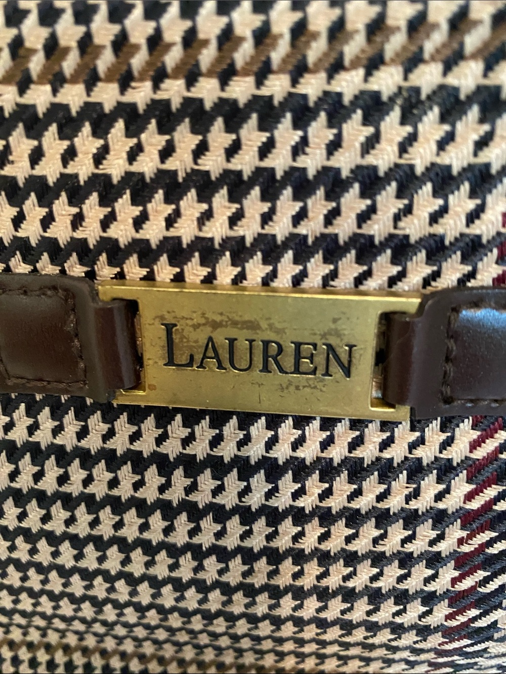 Houndstooth Tote Bag in Brown/Beige plaid - Picture 2 of 4